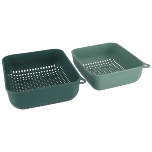 Durkslag av plast, set med 2 olika storlekar, gröna