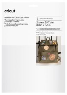 Cricut Printable Iron-On for mørke tekstiler, A4, 3 ark