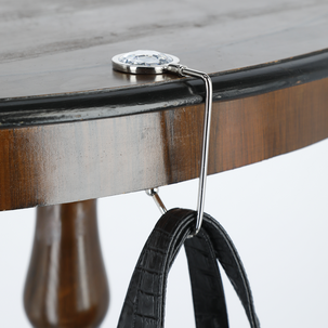 Väskhängare bord, silver med dekorsten