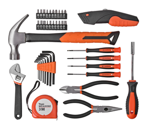 Verktygssats med bits, hammare, kniv och tänger, 39 delar 
