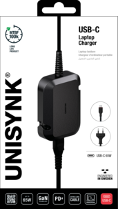 Unisynk USB-C Laturi kannettaville tietokoneille, 65 W