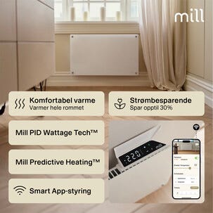 Mill Glass Smart WiFi Sähköpatteri Gen. 4, valkoinen, 700 W