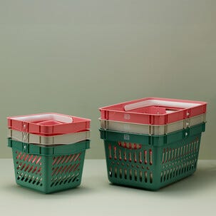 Handlekurv i plast, med håndtak, 48 x 33 x 25 cm