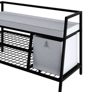 Sittbänk med skoförvaring hall 107x42x62 cm, svart
