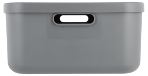 Tidy oppbevaringsboks med lokk, resirkulert plast, grå