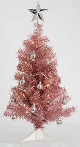 Bordsgran med LED-belysning, rosa