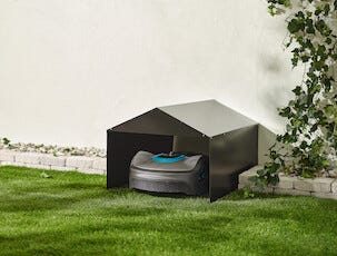 Hus til robotgressklipper, metall, 80 x 60 x 48 cm