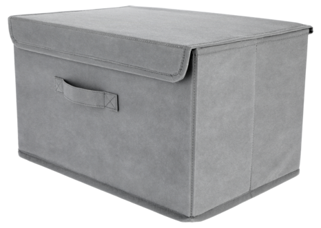 Kannellinen säilytyslaatikko, harmaa, kokoontaitettava