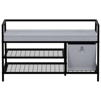 Sittbänk med skoförvaring hall 107x42x62 cm, svart