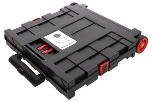 Sammenleggbar tralle med store hjul og teleskophåndtak