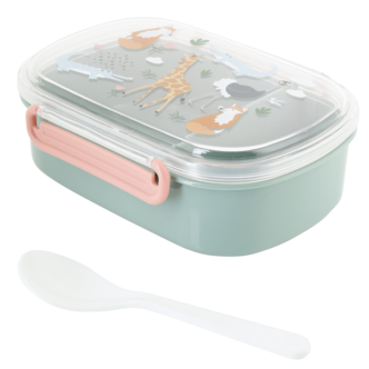 Matboks for barn, med rom og skje, grønn/rosa