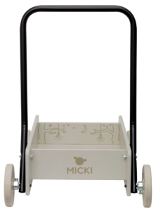Micki klassisk lära-gå-vagn i trä, beige, från 6 mån