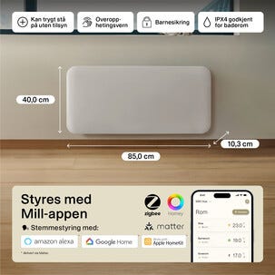 Mill Invisible Smart WiFi Sähköpatteri Gen. 4, valkoinen, 1500 W