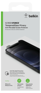 Näytönsuoja iPhone 12 / 12 Pro, Belkin Tempered Glass Privacy Anti-Microbial