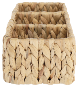 Flätad förvaringskorg vattenhyacint natur, 3 fack