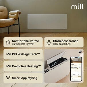 Mill Glass Smart WiFi Sähköpatteri Gen. 4, valkoinen, 1300 W