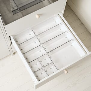 Laatikon jakaja, läpinäkyvä, korkeus 7,3 cm