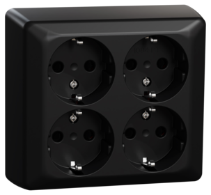 ELKO RS 4-veis stikkontakt på vegg, svart