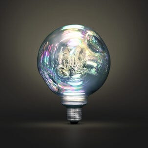 LED dekorpære E27 2 W dimbar sølv metallic, 125 mm