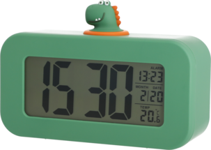 Digital väckarklocka för barn, dinosaurie, grön