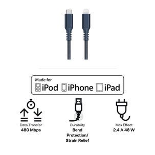 Stofftrukket USB-C til Lightning ladekabel for iPhone 3m Clas Ohlson