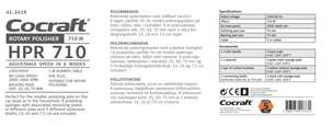Cocraft HPR 710 Pyörivä kiillotuskone, 710 W