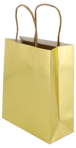 Presentpåse med handtag, guld, 3-pack