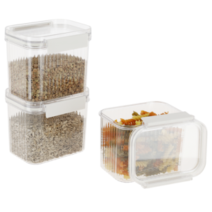 Oppbevaringsbokser plast, stabelbare, 0,8 l, 3-pakning