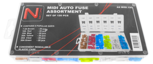 Säkringssats Midi flatstiftsäkringar, 120 st