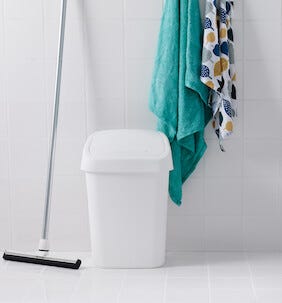 Pieni roskakori heilurikannella, valkoinen, 10 litraa