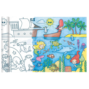 Målarbok på rulle 5 meter, förtryckta motiv för barn