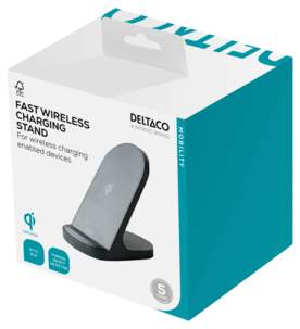 Deltaco trådløs lader med stativ, 15 W