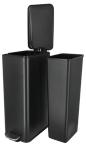 Rektangulær pedalbøtte på 20 liter, svart