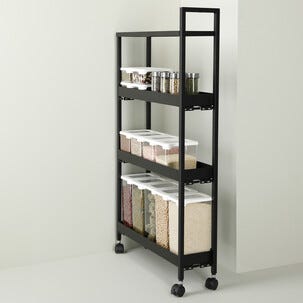 Smal trillevogn med 4 hylleplater