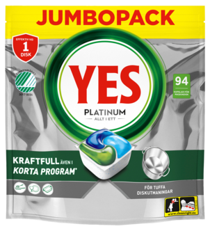 Yes Platinum All In One maskindiskmedel, 94-pack