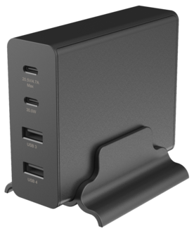 Ladestasjon USB-C/A 4 porter GaN PD, 108 W