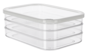 Påläggsburk i 3 lager 22 x 15,5 x 8,5 cm, plast