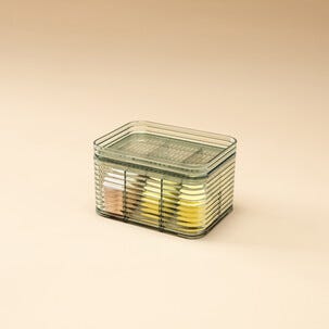 Stabelbar oppbevaringsboks med lokk og rom, transparent grønn