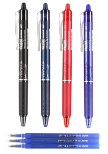 Pilot Frixion Clicker suddbar bläckpenna, 4-pack, 3 refill