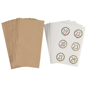 Adventskalender påsar med etiketter, 24-pack