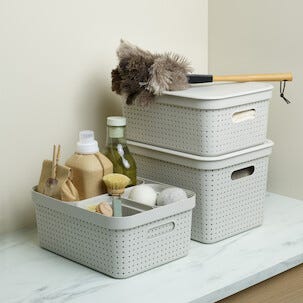 Oppbevaringskurv Neat beige, resirkulert plast