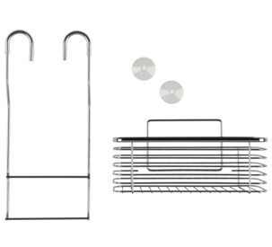 Dusjkurv blandebatteri, stål, med sugekopper