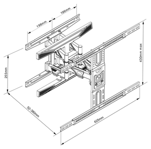 Seinäteline televisiolle tai näytölle 40–75 tuumaa VESA