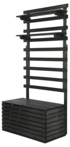 Förvaringslåda med väggpanel och hyllplan, svart 