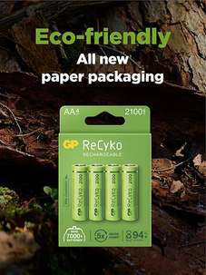 Oppladbare batterier AAA / HR3, 950 mAh GP ReCyko, 4-pakning