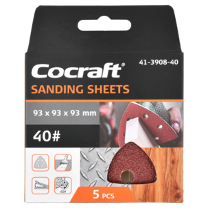 Cocraft sandpapir borrelås, 93 x 93 x 93 mm, 5-pakning