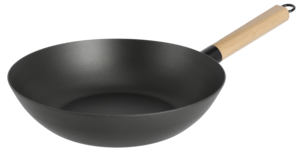 Wokpanne i karbonstål med flat bunn, 28 cm