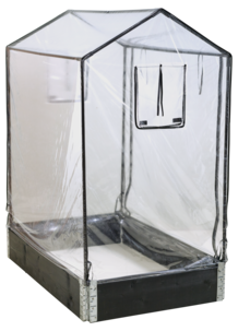 Korkea kasvihuone lavakaulukseen, muovipäällys, 120 x 80 x 135 cm