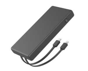 Powerbank med integrerade kablar, 10 000 mAh
