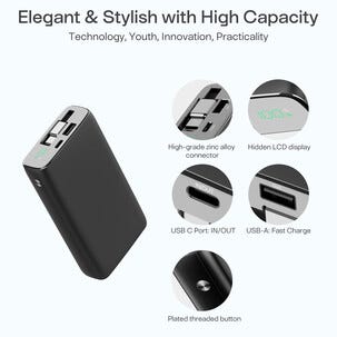 Powerbank med sladd, USB-C, 20 000 mAh